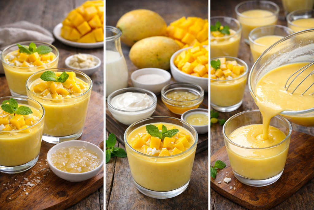 Các bước làm món pudding xoài